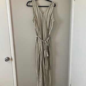 Striped Sleeveless Linen Jumpsuit